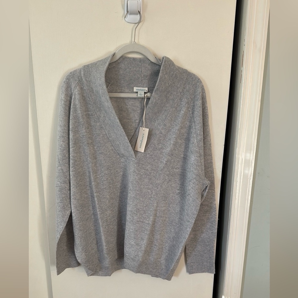 Cashmere Sundance Catalog Grey Sweater NWT